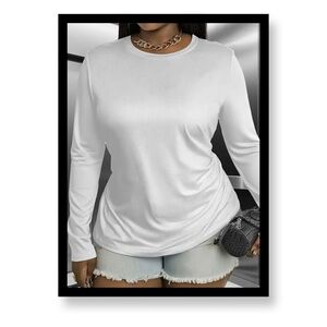 (New in Package) Women’s Plus Size Classic White Long Sleeve Top